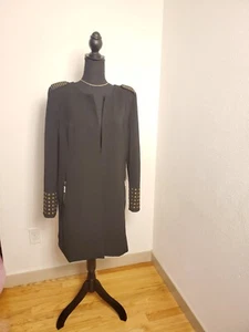 Ashro Womens Black Gold Studded Shoulder & Cuff Long Sleeve Jacket Size 16 - Picture 1 of 9