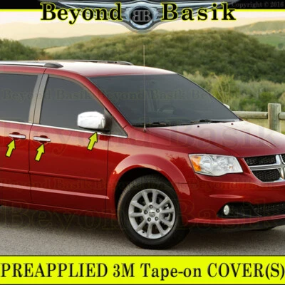 For 2011-2020 Dodge Grand Caravan CHROME 4 Door Handle COVERS w/SMT+Mirrors NoTS - Image 1 of 2