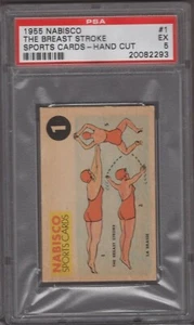 1955 Nabisco Sports Cards Hand Cut #1 The Breast Stroke Graded PSA 5 - Bild 1 von 2