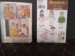 2 Vintage Doll Clothing Patterns-  McCall's Pat. # 2124 & Simplicity Pat. #3929 - Picture 1 of 10