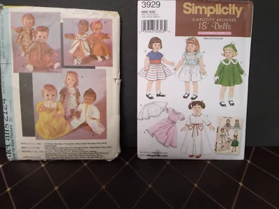 2 Vintage Doll Clothing Patterns-  McCall's Pat. # 2124 & Simplicity Pat. #3929 - Image 1 of 4