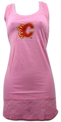  Calgary Flames CCM NHL Hockey Team Logo Women's Lace Hem Tank Top  A  Shirt - Image 1 of 3