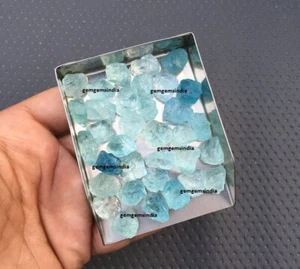 10 Piece Excellent Blue Aquamarine Raw Size 12-14 MM Aquamarine Rough Stone Bulk - Picture 1 of 4