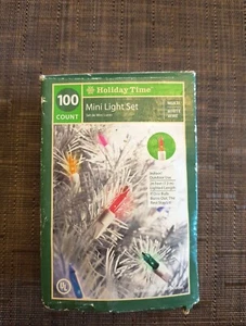 Holiday Time Mini Lights Multicolor 100 Count String Christmas 24 Ft White Cord - Picture 1 of 9