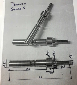 5 x Titanio Grado 5 Piezas n. Zng / Parts acc. Drw diámetro 7,2 x L65 mm - Imagen 1 de 1