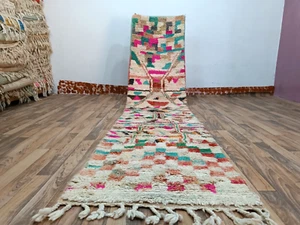 Colorful Wool Runner, Runner Moroccan Berber RUNNER RUG , Boujad Runner Rug - Picture 1 of 19