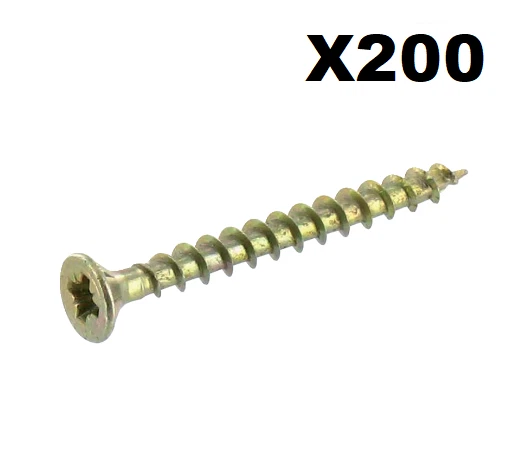 LOT 200 VIS A BOIS CRUCIFORME 40 MM ACIER GALVANISÉ JAUNE - Photo 1/1