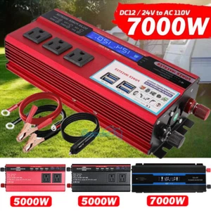 Inversor de energía para automóvil 7000 W 5000 W DC 12 V a CA 110 V hogar RV convertidor solar LCD - Imagen 1 de 236