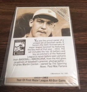 1983 MARKETCOM 1933 NATIONAL LEAGUE ALL-STAR, 24 CARD SET, HUBBELL/PIE TRAYNOR - Picture 1 of 2