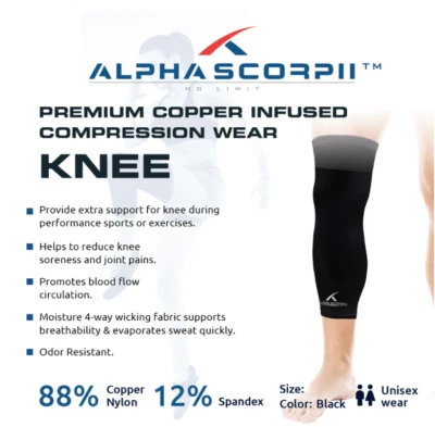 Knee Copper Infused Compression Sport Sleeve - Image 1 of 4