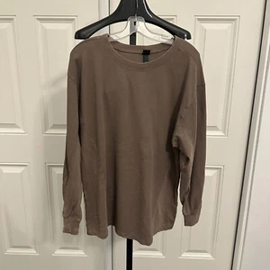 Women's Long Sleeve Thermal Mix Tunic T-Shirt Wild Fable Taupe Brown - Picture 1 of 2