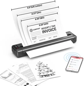 Portable Wireless Q302 Printer, Inkless Thermal Transfer, Letter/A4/A5/B5 GREY - Picture 1 of 24