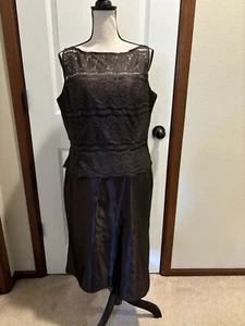 SCOTT MCCLINTOCK Vintage Women Size 16 Brown Top Lace Sleeveless Sheath Dress - Picture 1 of 8