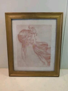 Lithographie Dessin Sanguine STUDY FOR APRIL Sujet Femme Ancien Collection Rare  - Picture 1 of 17