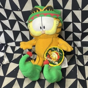 Garfield Russell Stover Peluche Cappello Elfo Verde Natale 7” Vacanze Vintage - Foto 1 di 10