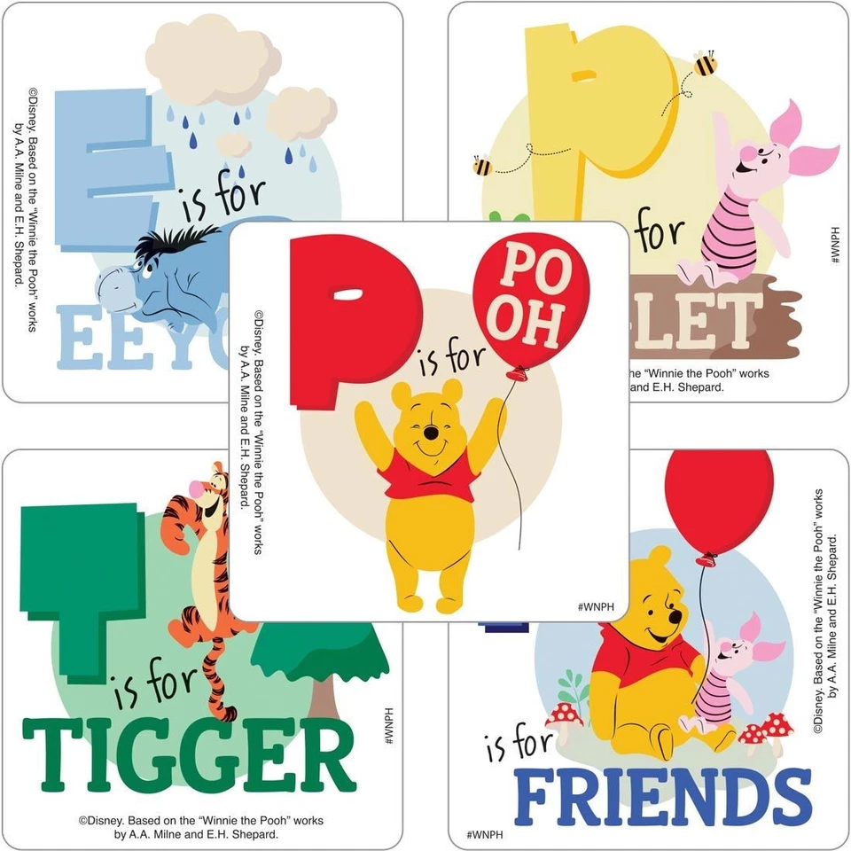25 pegatinas juguetonas Winnie the Pooh de 2,5" x 2,5" cada una, favoritos de fiesta - nuevo diseño Foto 1 de 1