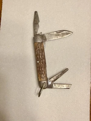 Navaja de Bolsillo Plegable Vintage Cattaraugus C2589 Camping Scout Mango Ciervo Años 30 Foto 1 de 4