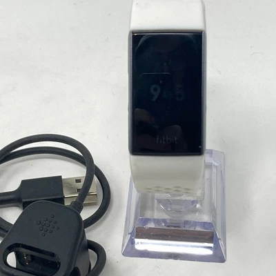 Fitbit Charge 3 Fitness Activity Tracker White Band w/CHARGER WORKS! FB409 - Image 1 of 4
