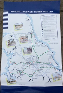 Póster original del mapa de BR Regional Railways North East 1996 - Imagen 1 de 22