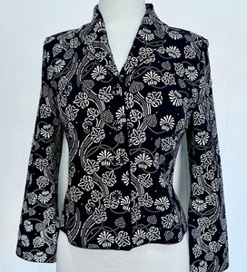 Gorgeous St John Evening Jacket black white appliques paillettes NWOt size 4 6 - Picture 1 of 4