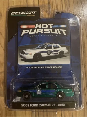 Greenlight Hot Pursuit Indiana State 2008 Ford Crown Vic Green Machine Chase - Image 1 of 4