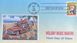 Romp Cachets 3826 Holiday Music Makers Santa Claus at Hawaii Reindeer Pan Pipes - Picture 1 of 1