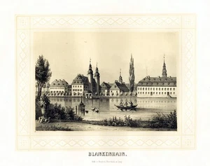 Blankenhain Crimmitschau LK Zwickau Sajonia litografía Poenicke 1860 - Imagen 1 de 1