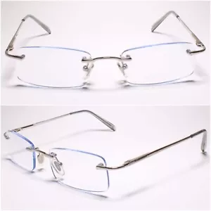 Moderne rechteckige blau getönte Linse randlos 1,75 Lese-Sonnenbrille - MODELL2065 - Bild 1 von 5