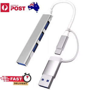 USB C HUB 3.0 Type C 4-Port Multi-Splitter OTG Adapter For Laptop Mac PC Android - Picture 1 of 4