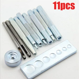 UK 11*DIY Leather Craft Tool Die Punch Snap Kit Rivet Setter with 6-15mm Base - Picture 1 of 11