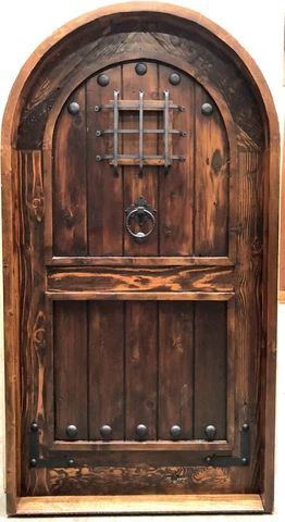 Solid wood arched top door RUSTIC custom alder mahogany oak maple birch UR SIZE Cover