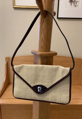 Bolso sin asas Pierre Cardin vintage de hombro recubierto de paja arpillera estilo sobre Foto 1 de 4