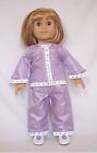 NEW Lavender Satin Pajamas and Slippers Fit 18" American Girl Doll Nellie