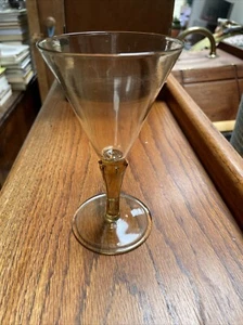 Lovely Antique Vintage Amber 19/20th C Wine Glass - Picture 1 of 4