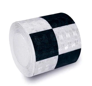 REFLECTIVE CHECKERED TAPE Black and White Racing Stripes Squares Flag Bicycle - Picture 1 of 6