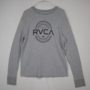 RVCA Shirt Top Womens Large ANP Thermal Waffle Knit Casual Gray Long Sleeve - Picture 1 of 6