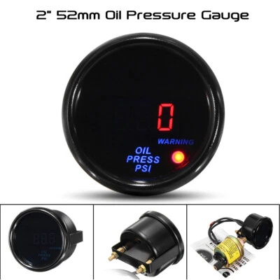 2" 52mm Digital LED Electronic Oil Pressure Gauge + Sensor Meter Kit Universal  - Image 1 of 4