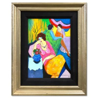 Itzchak Tarkay (1935-2012) "Tarde tranquila" firmado medios mixtos sobrepintura enmarcada Foto 1 de 3