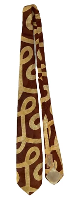 Corbata de rayón abstracta vintage años 30-40 Mastercraft marrón y dorado 3,5" de ancho Foto 1 de 4