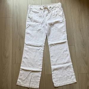 Sanctuary weiße 100 % Leinen Hose Taschen Kordelzug locker Freizeit Gr. 30 - Bild 1 von 12