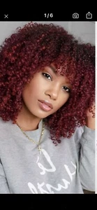 14 Natural quality wig Kinky Curly Afro Wig. BURGUNDY afro curly wig - Picture 1 of 9
