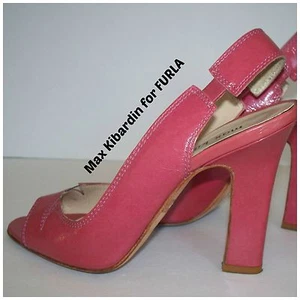Max Kibardin for Furla Designer Semi Patent Pink Peep Toe Stilletto Heels 36 eur - Picture 1 of 7