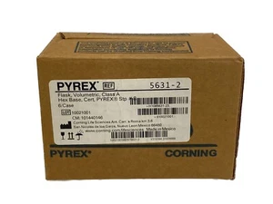 New (6/Cs) CORNING PYREX 2mL Glass Class A Volumetric Flasks w/ #8 Stpr 5631-2 - Picture 1 of 4