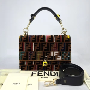 FENDI Velvet Vitello Dolce Fun Fair Kan I Schultertasche Tabak Mehrfarbig Schwarz - Bild 1 von 16