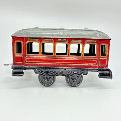 Antique ISSMAYER JAJ German Tin Passenger Car 4 Wheel Red - Image 1 of 4