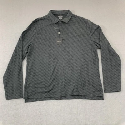 Camisa Polo Awearness Kenneth Cole Para Hombres 2XL Gris Calce Ajustado Manga Larga Geométrica Foto 1 de 4
