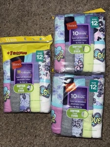 Hanes Girls 3 Packs Of Tagless Briefs NWT Size 12 (31 Underwear Total) - Picture 1 of 5