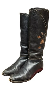 Botas Gucci Vintage Cuero Hasta la Media Pantorrilla Mujer Talla 41/10.5 Hoja Italia Foto 1 de 4