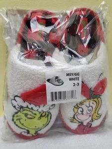 NEW, Dr. Seuss Grinch And Cindy Lou Holiday   Slippers sz 2-3 - Picture 1 of 3