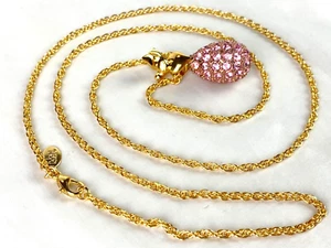 JOAN RIVERS Gold Tone Pink Rhinestone Pendant w/Birds Necklace - Picture 1 of 7